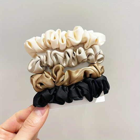 Vintage Wide Satin Scrunchie Hair Tie Head Rope High Ponytail Leather Band