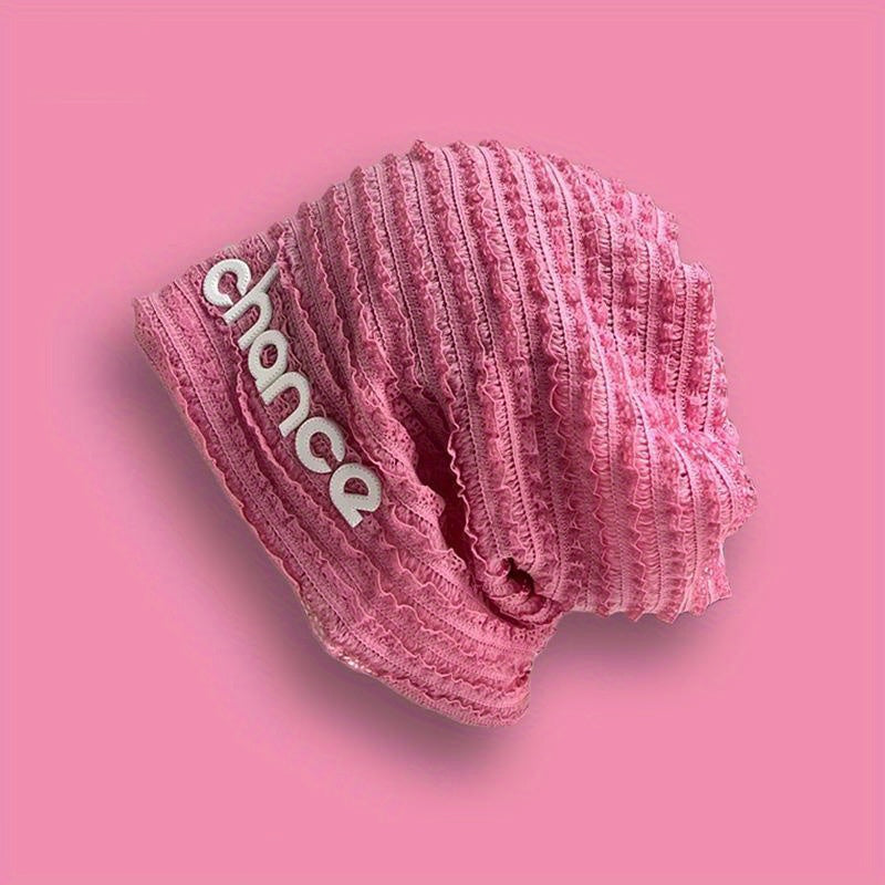 Y2K Lace Beanie Ruffles Pleated Candy Couple Skull Cap