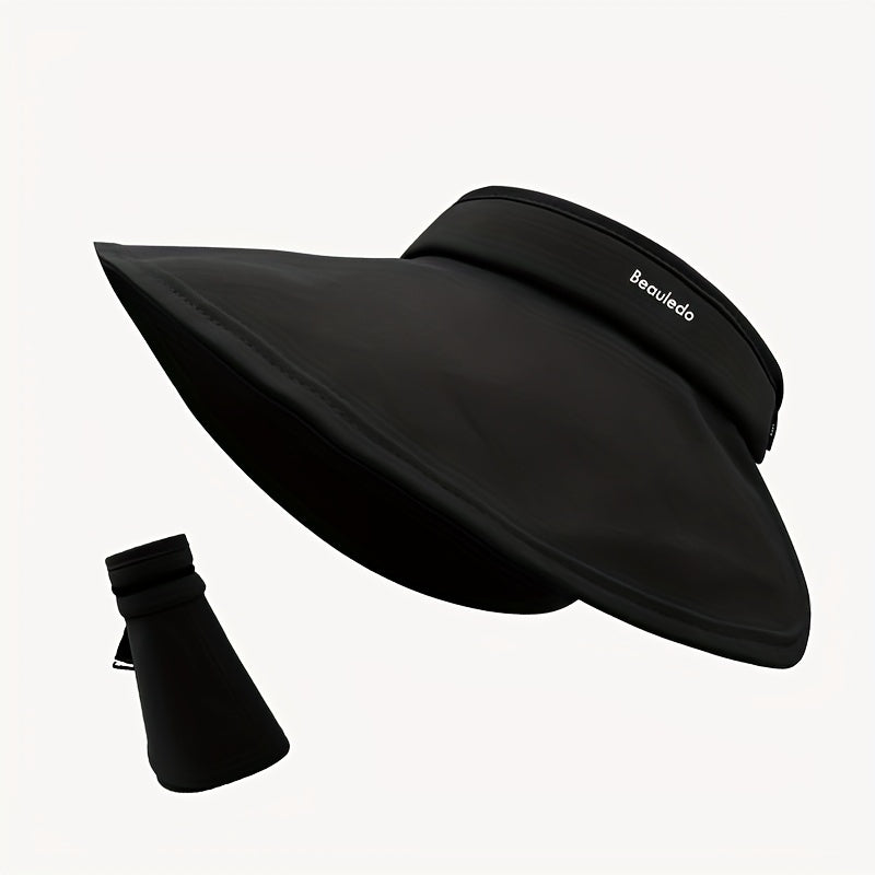 Wide Brim Foldable Visor Hat Solid UV Protection Sun Hat
