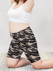  Camo Print High Rise Yoga Shorts