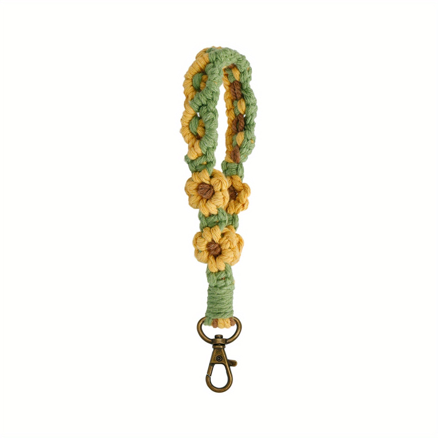 Retro Woven Keychain DIY Flower Daisy Mobile Phone Lanyard