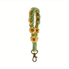 Retro Woven Keychain DIY Flower Daisy Mobile Phone Lanyard