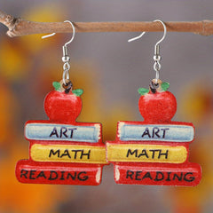 Wooden Book Love Earrings For Librarian Teacher Student