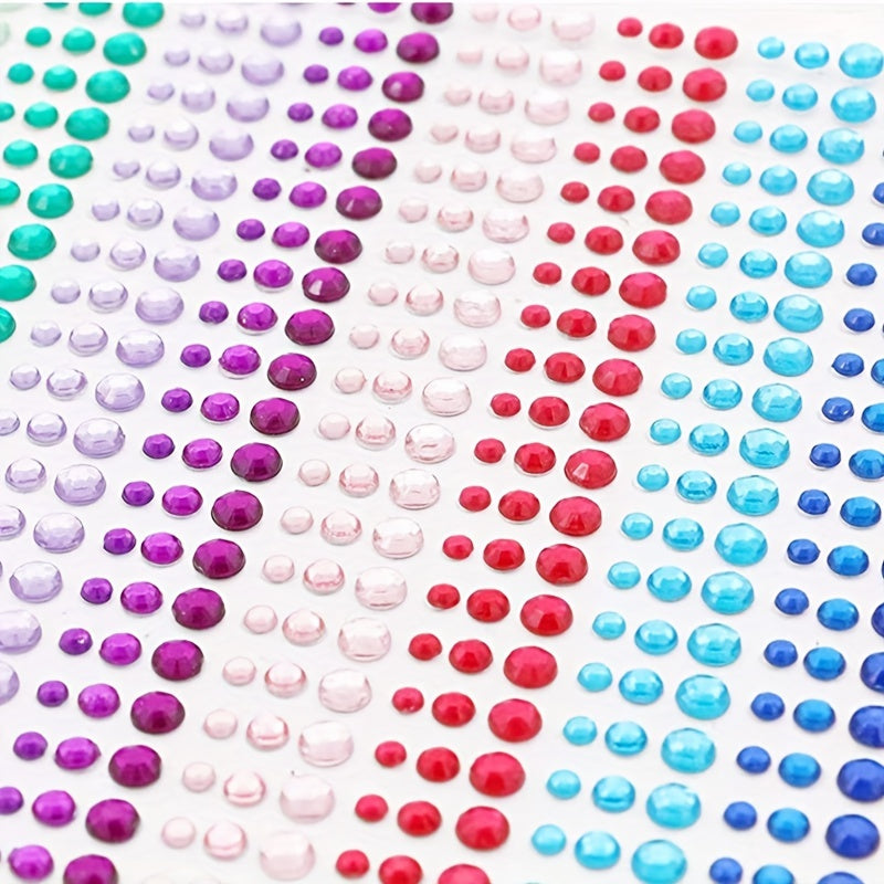 900pcs Rhinestone Stickers 15 Colors DIY Face Nail Makeup 3mm 4mm