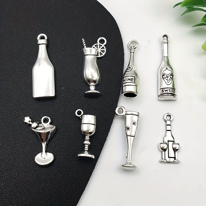 21pcs Wine Bottle Opener Shape Pendants for DIY Jewelry Making