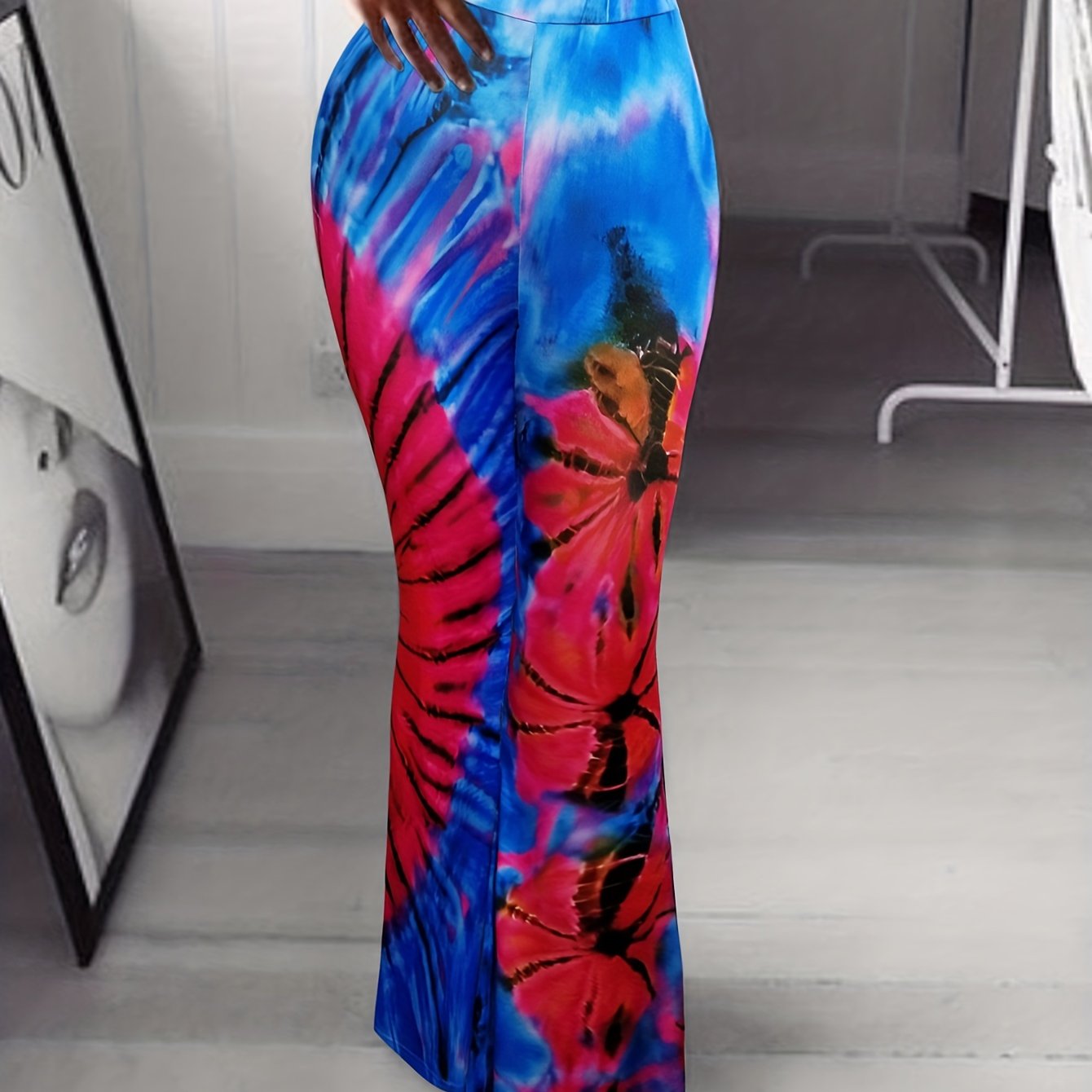 Women's Plus Tie Dye High Rise Flare Leg Pants