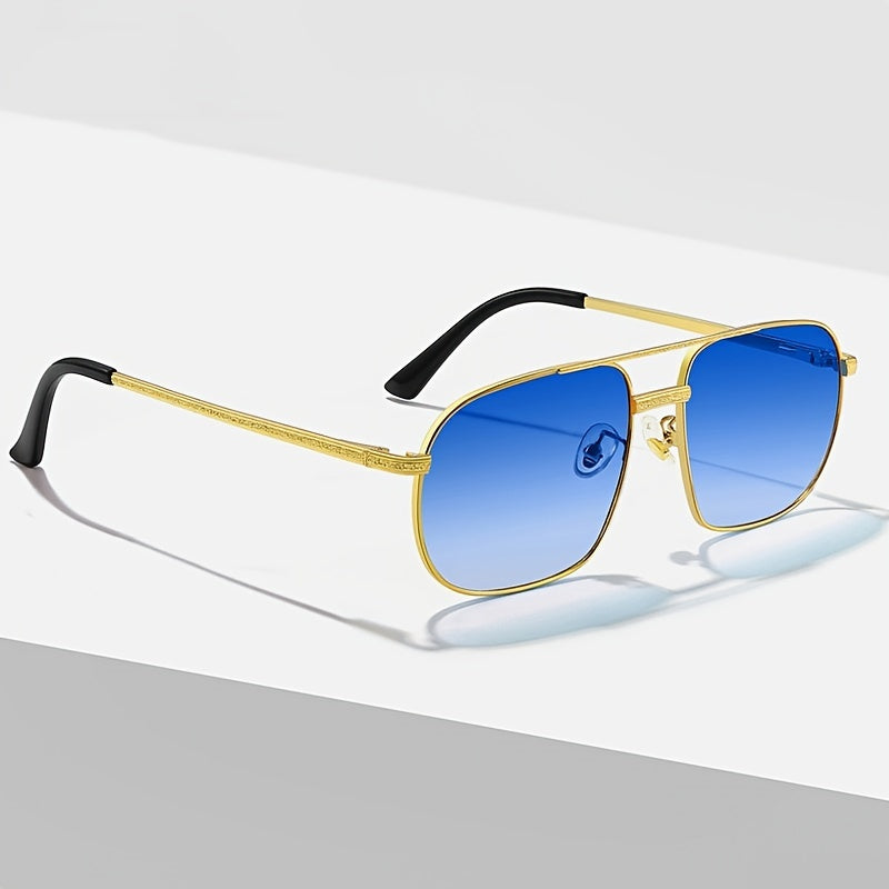 Square Metal Sun Glasses Gradient Double Bridge Punk Eyewear
