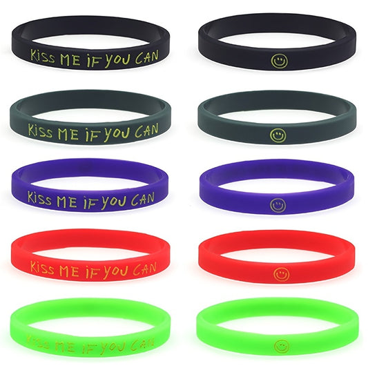 Smiling Face & Letter Silicone Bracelet Rubber Wristband