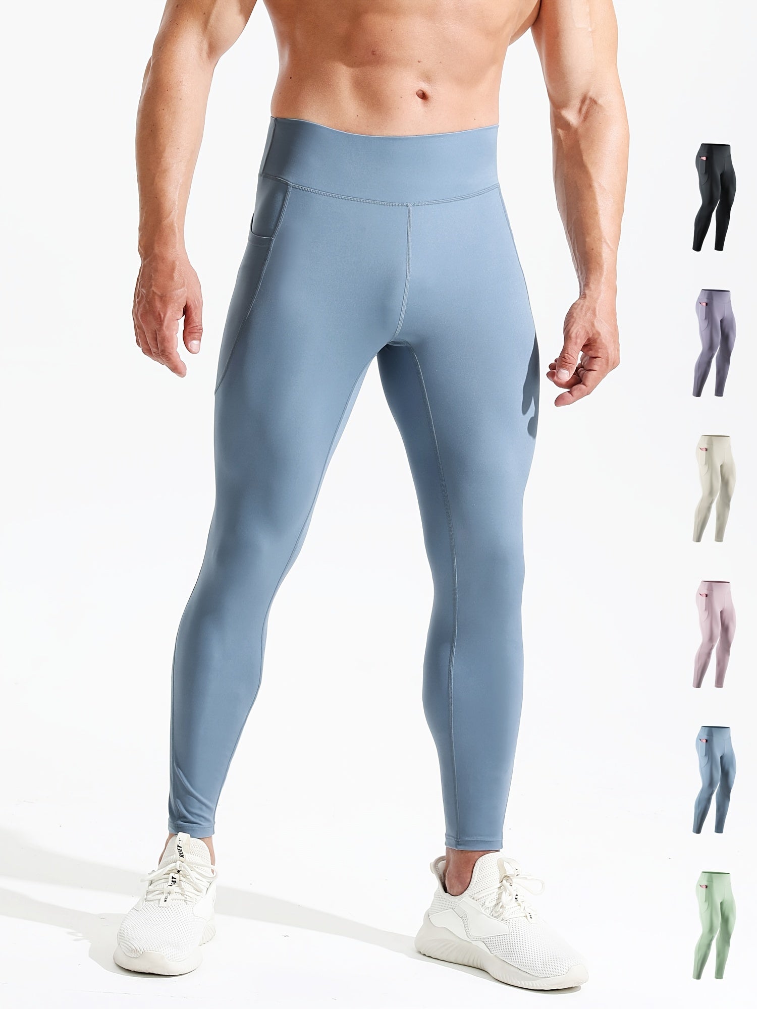 Men's High Waist Compression Legging Breathable Tights