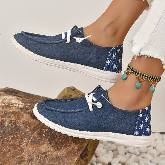 Women's Star Canvas Shoes Casual Lace Up Low Top Lightweight Sneakers