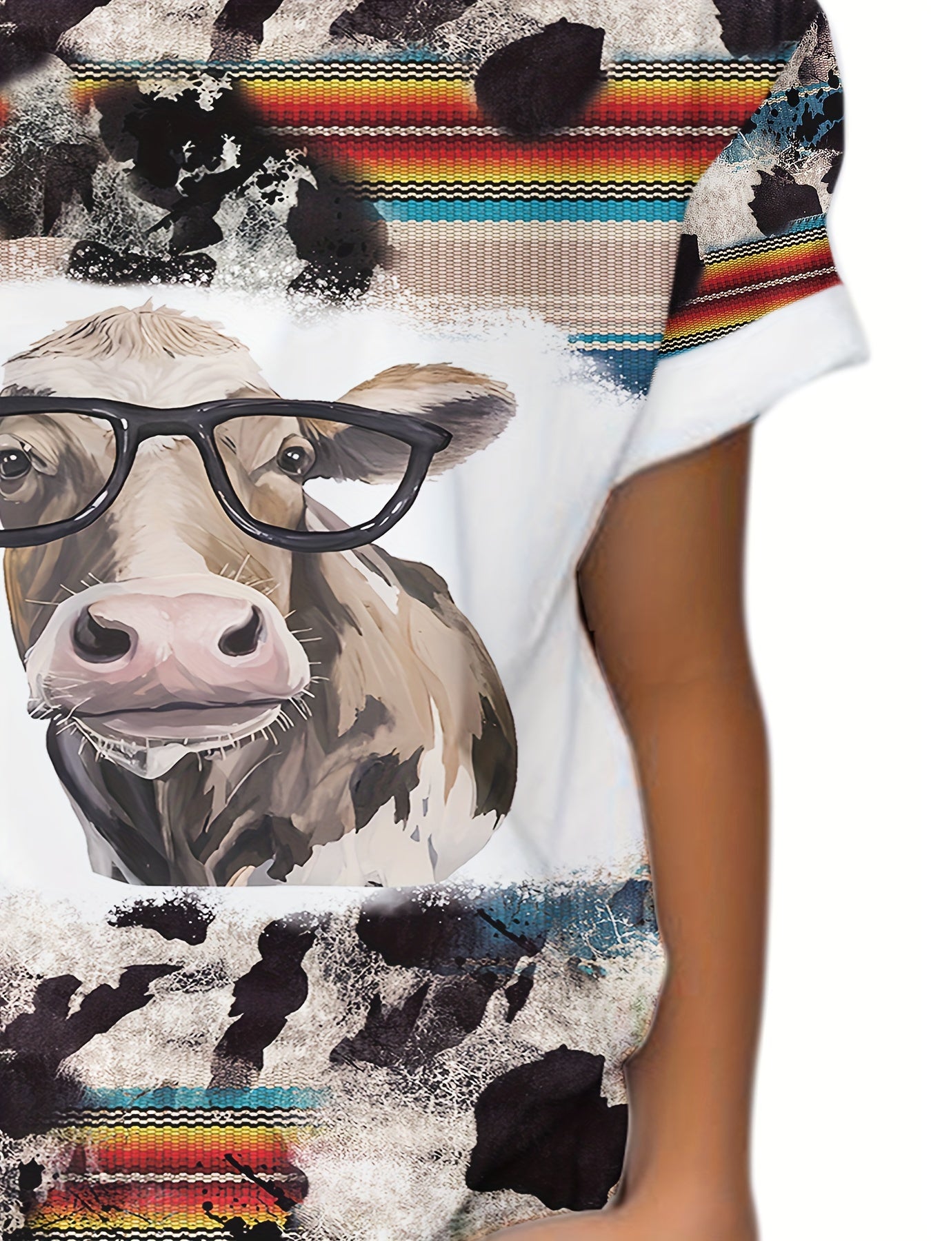 Girls Boys Cow Graphic Short Sleeve T-Shirt Summer Clothes