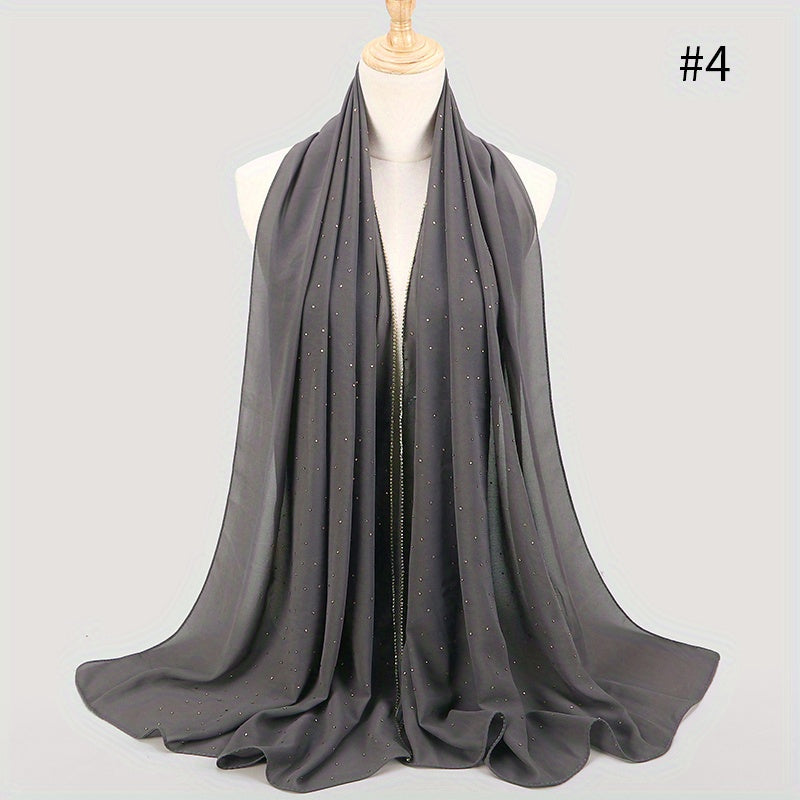 Wrinkles Pearl Chiffon Hijab Head Scarf Women Solid Bubble Wrap Shawls