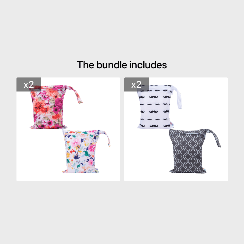 2pcs Reusable Waterproof Baby Diaper Bags for Storage & Drying