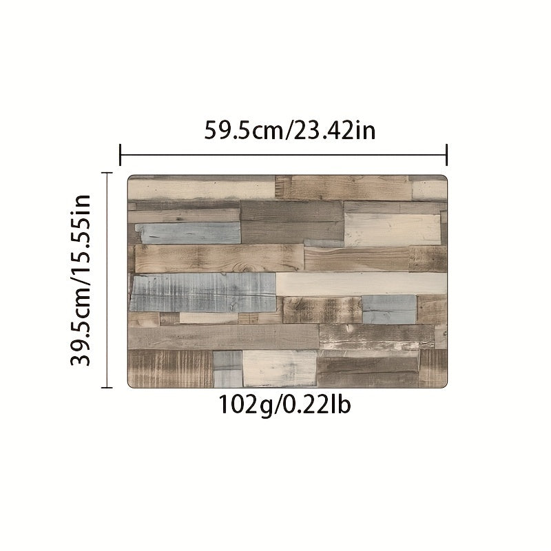 Wood Printed Anti Fatigue Kitchen Rug Waterproof Non Slip
