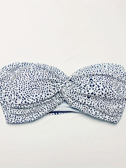 Ruched Bandeau Bikini Bottoms High Stretch Strapless Sexy Swimsuit Top