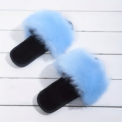Women's Faux Fur Slippers Comfortable Slip On Indoor Shoes