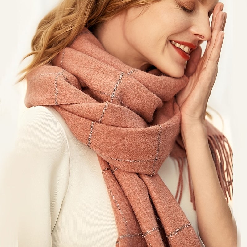 Plaid Warm Shawl Cashmere Scarf for Women