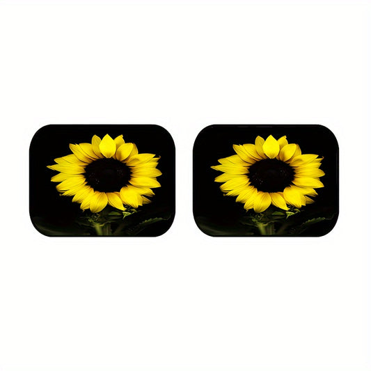 4pcs 3D Sunflower Car Floor Mats - Water Absorbent, Non-Slip, Stain Resistant