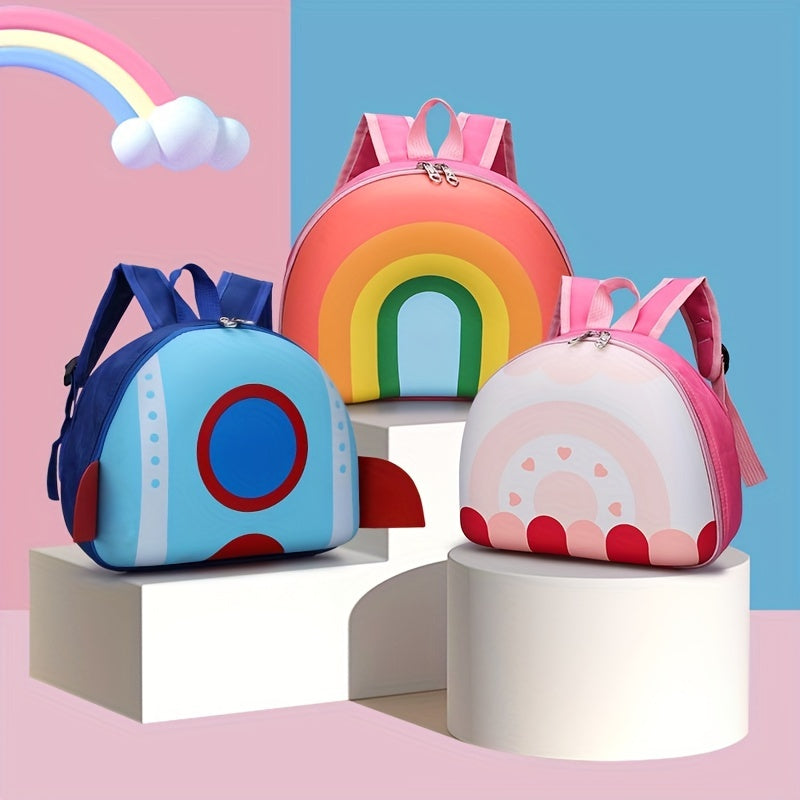 Kids Rainbow Rocket Backpack for Kindergarten Boys and Girls