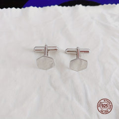 925 Sterling Silver Hexagon Cufflinks Shirt Cufflinks Versatile Accessories
