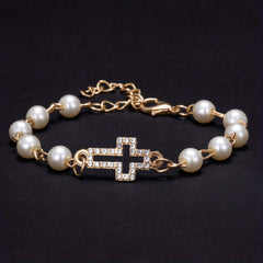 Y2K Faux Pearls Beaded Chain Bracelet for Women