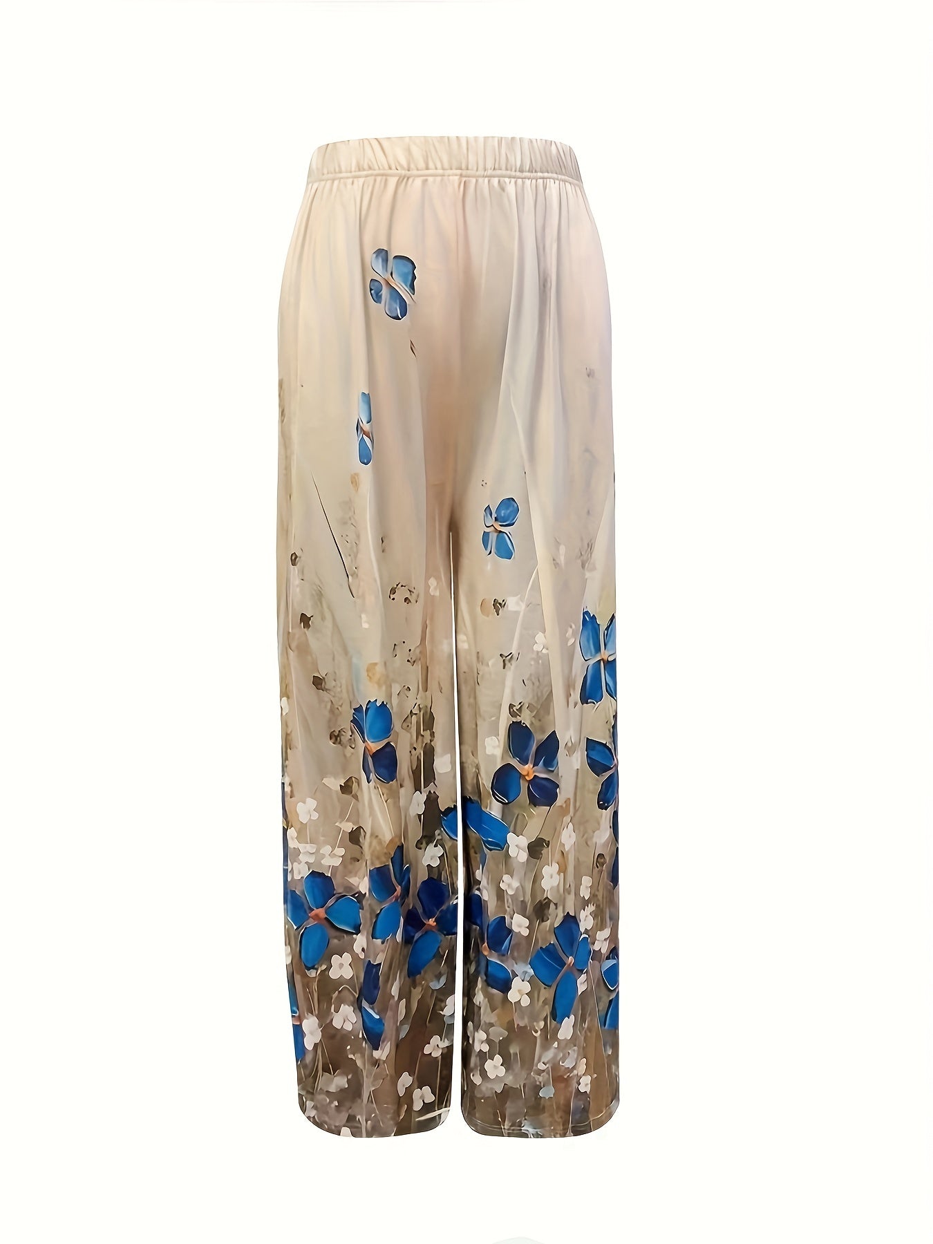 Women's Plus Floral Print Wide Leg Trousers