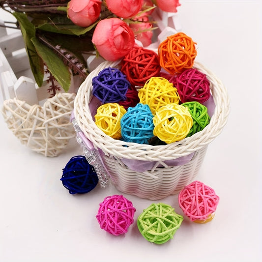 10pcs Parrot Chew Toy Straw Ball for Cage Fun Hanging Ornament