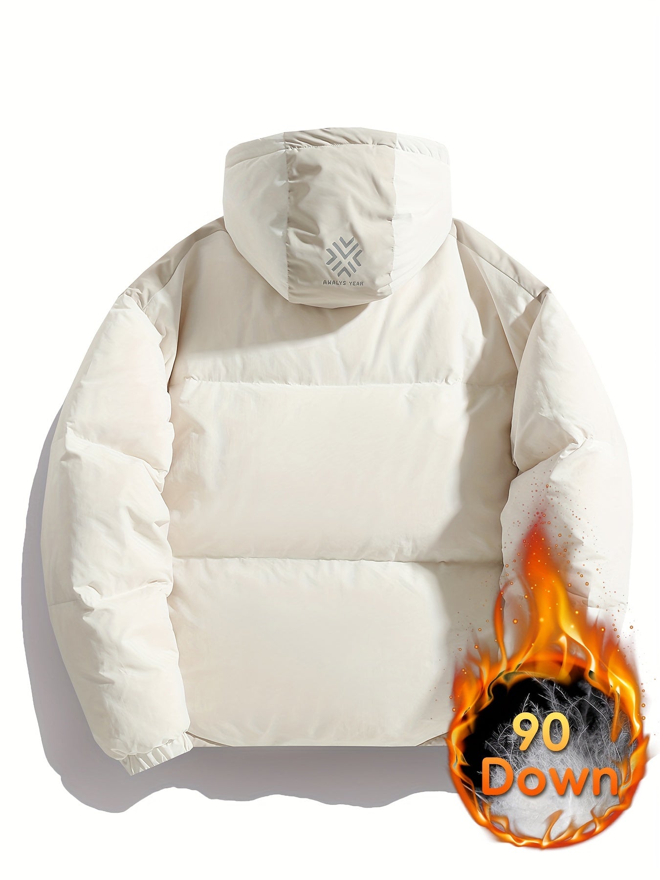 Letter Print Block Puffer Jacket Warm Winter Jacket For Outdoor Sports