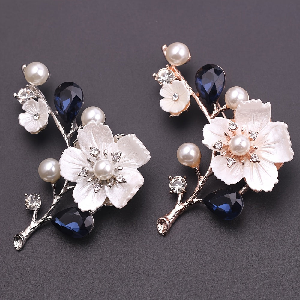 Temperament Shell Crystal Plum Blossom Brooch Silk Scarf Buckle Corsage