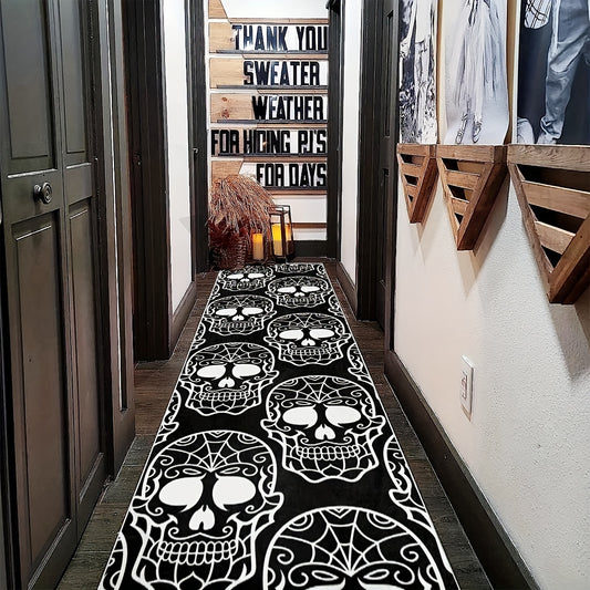 2'X10' Extra Long Skull Runner Rugs Laundry Room Rug Oriental Hallway Rug Runner