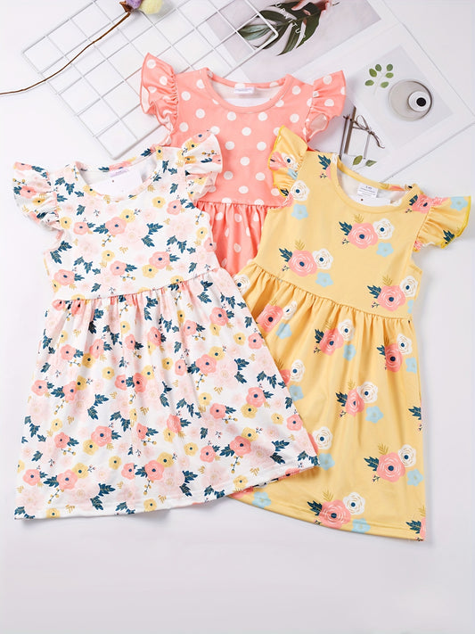 Toddler Girls Ruffled Sleeves Princess Dress For Party Kids Summer Clothes