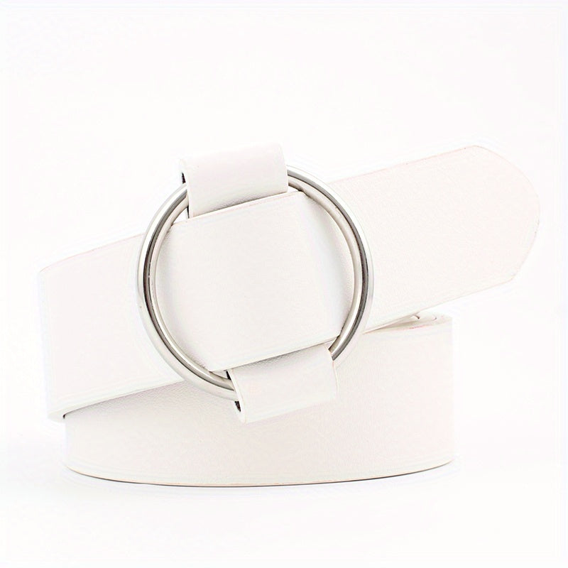 Round Metal Buckle Casual Belts Jeans Pants Wide Belt Women
