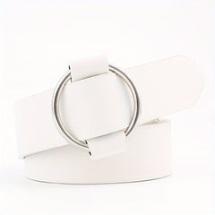 Round Metal Buckle Casual Belts Jeans Pants Wide Belt Women