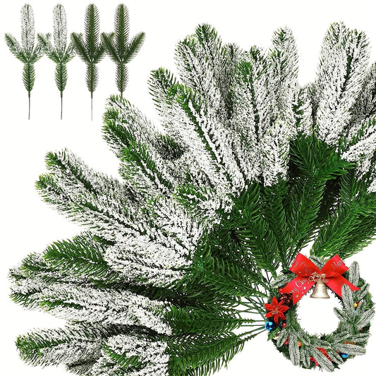 24Pcs Faux Green Pine Needles Cedar Greenery Leaves Garlands Indoor Outdoor