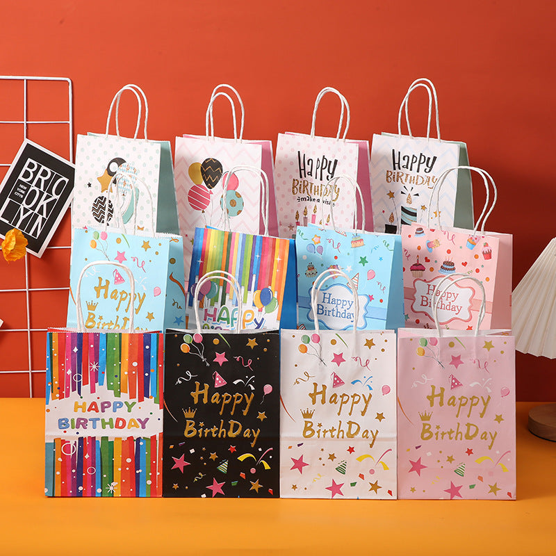 Foldable Paper Bag 12pcs Set Birthday Gift Bags Party Favor Candy Packaging Bag