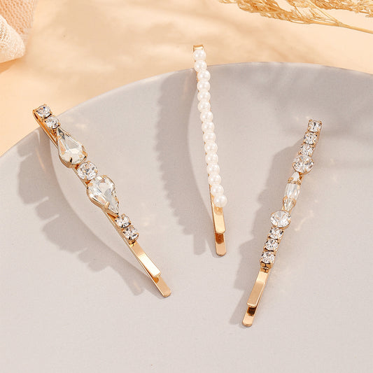 3pcs Rhinestone Faux Pearl Hair Clip Barrette Hairpin Hair Accessories