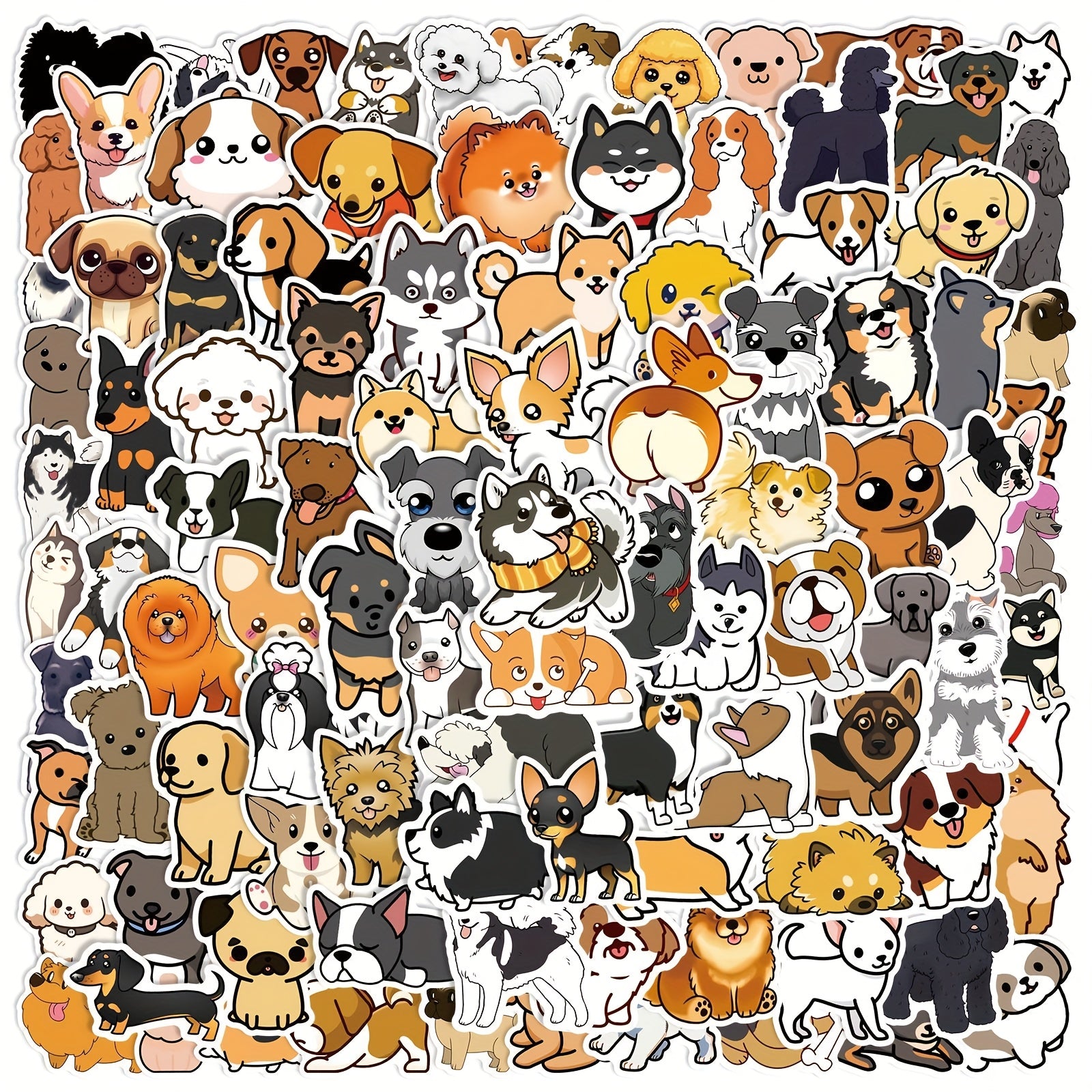 100 Pack Cartoon Dog Vinyl Stickers Self Adhesive Decals