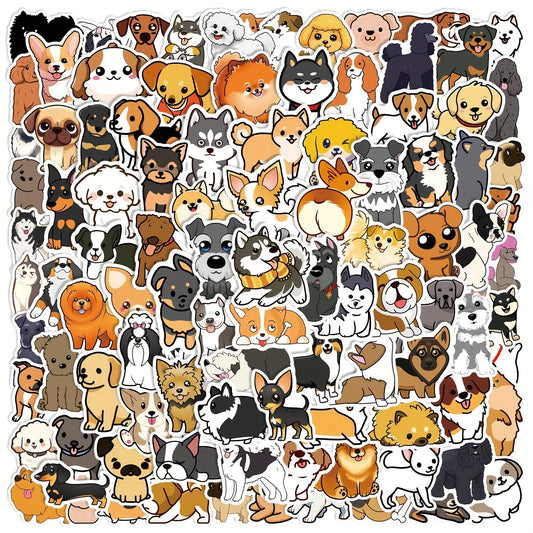 100 Pack Cartoon Dog Vinyl Stickers Self Adhesive Decals