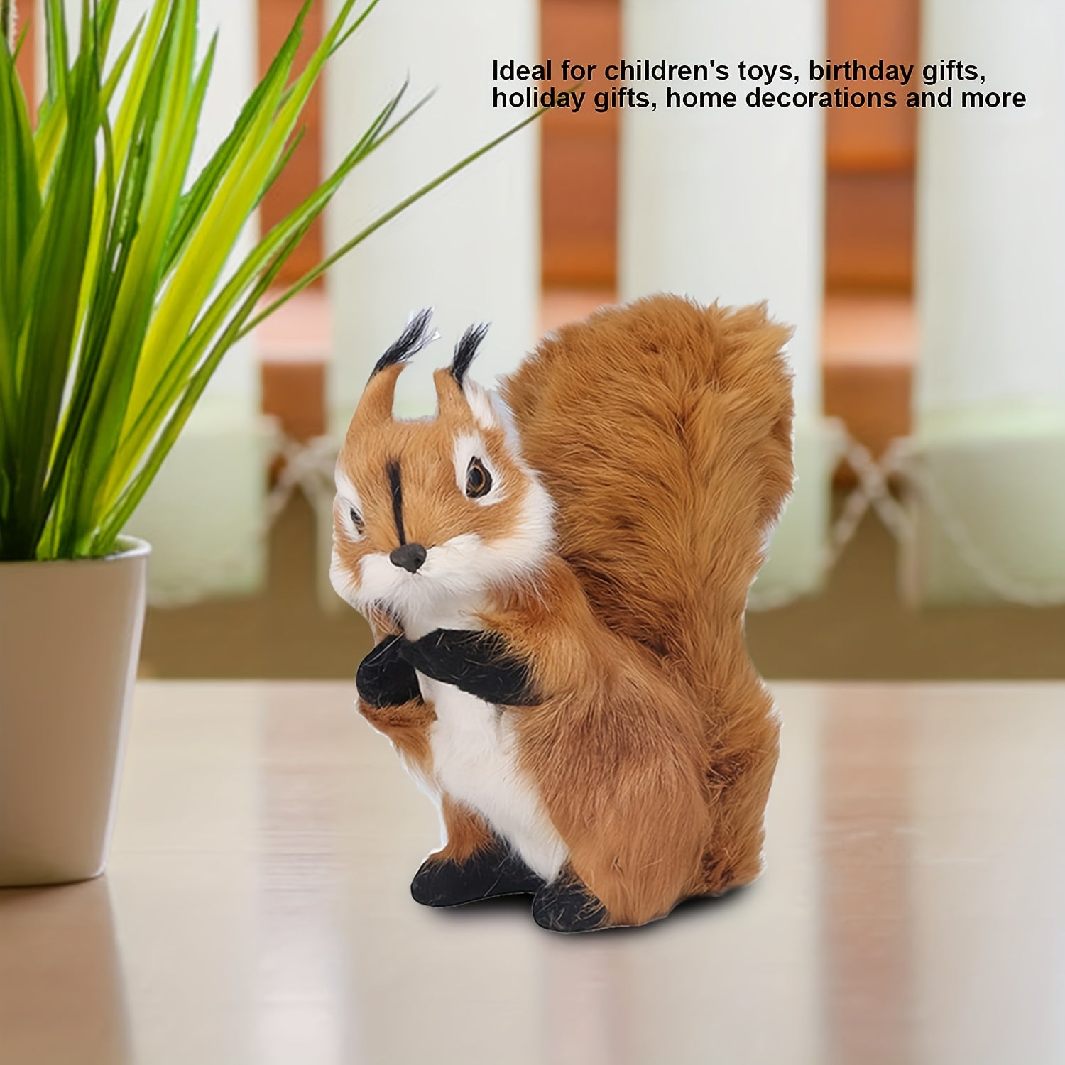 Simulation Squirrel Model Statue Realistic Plush Material Home Garden Ornament