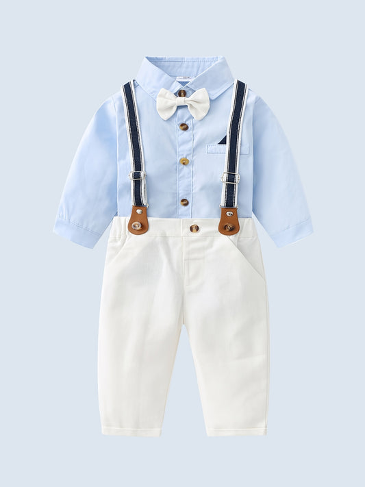 Baby Boys Gentleman Outfit Long Sleeve Bodysuit & Suspender Pants Set