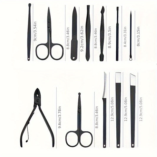 17pcs Nail Clippers Ear Cleaning Spoon Fingernail & Toenail Cutter Manicure Tool