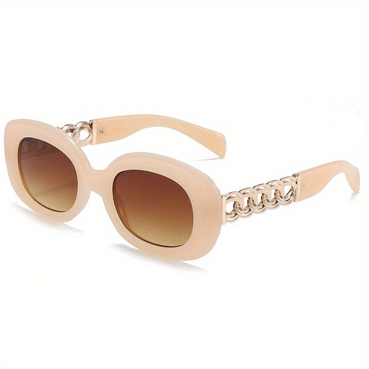 Y2K Oval Sunglasses For Women Men Hiphop Jelly Chain Charm Glasses UV400