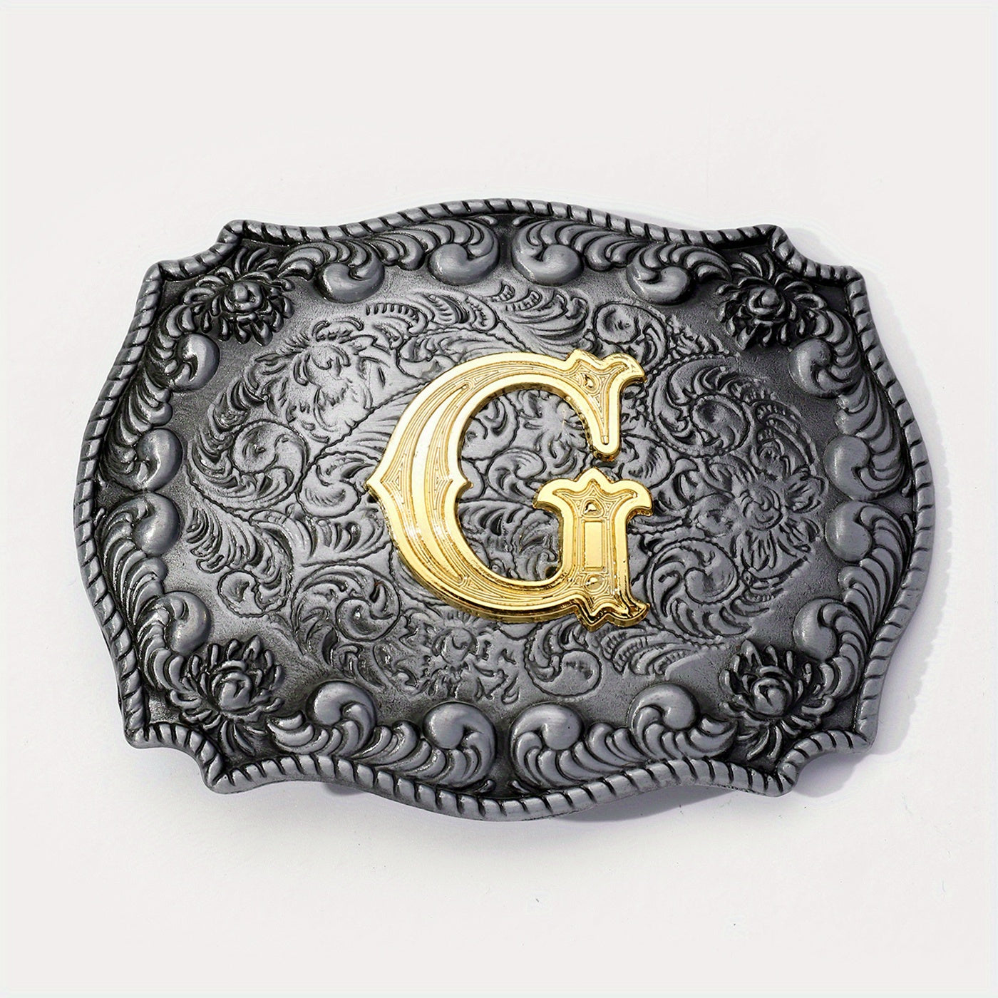 Vintage Flower Engraved Western Belt Buckle