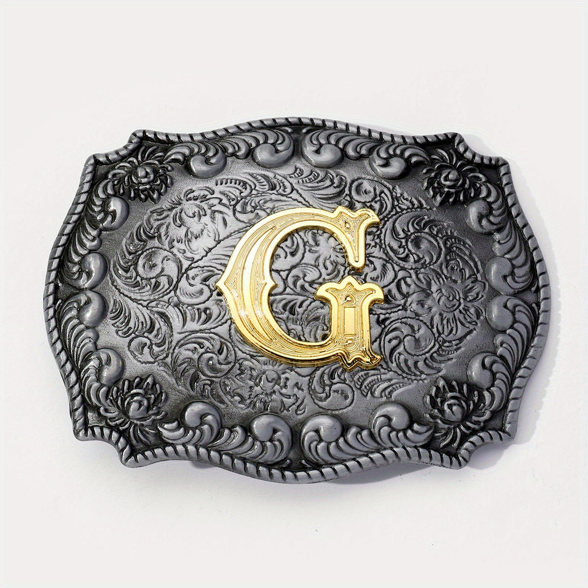 Vintage Flower Engraved Western Belt Buckle