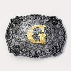 Vintage Flower Engraved Western Belt Buckle