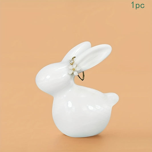Bunny Ring Holder Ceramic Animal Jewelry Holder for Little Girl Women Home Decor