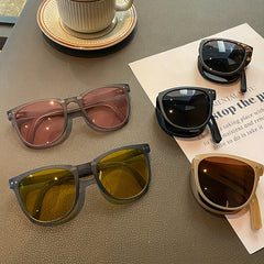 Square Foldable Sunglasses UV400 Anti Glare Glasses