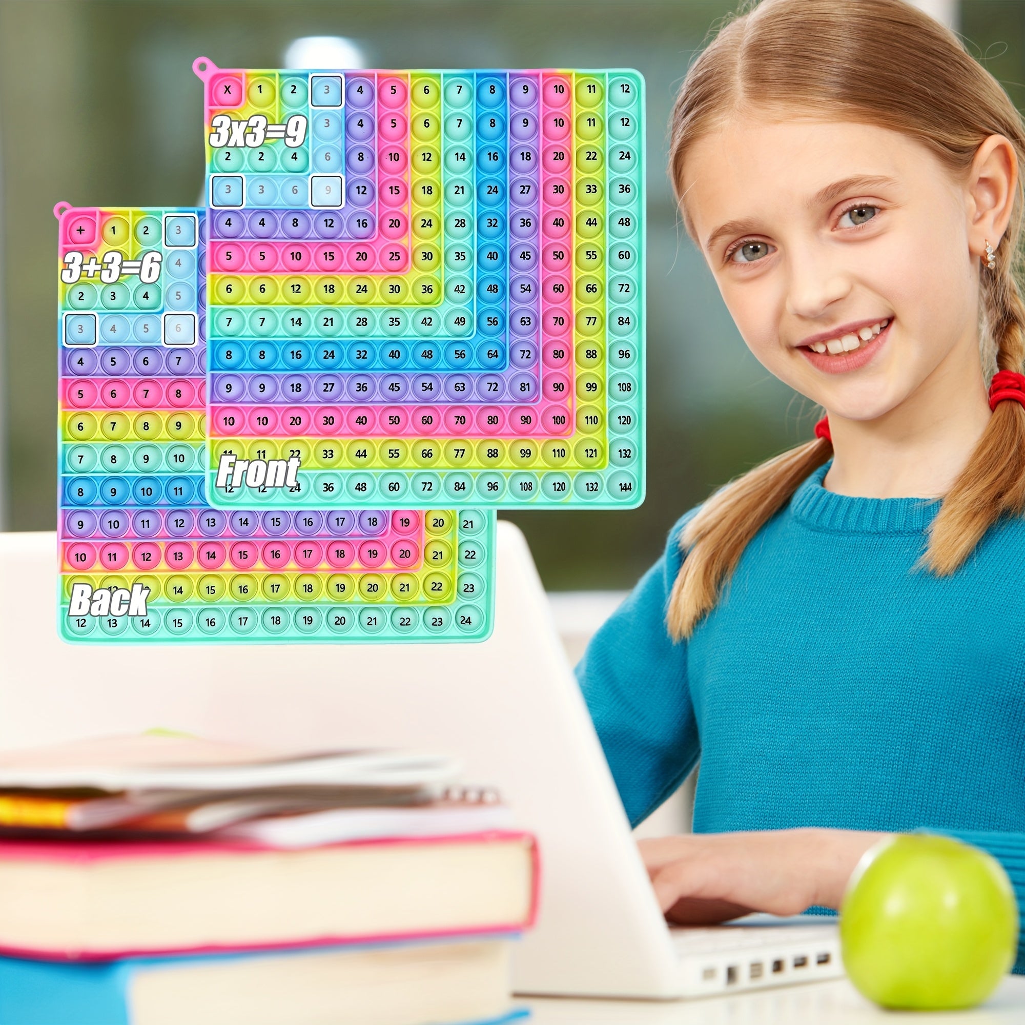 12x12 Addition Chart Math Games Push Bubble Fidget Toy for School