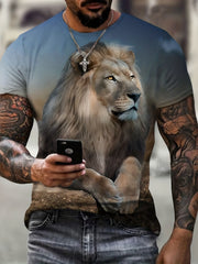Men's Lion Graphic T shirt 3D Print Crew Neck Top Tee For Summer
