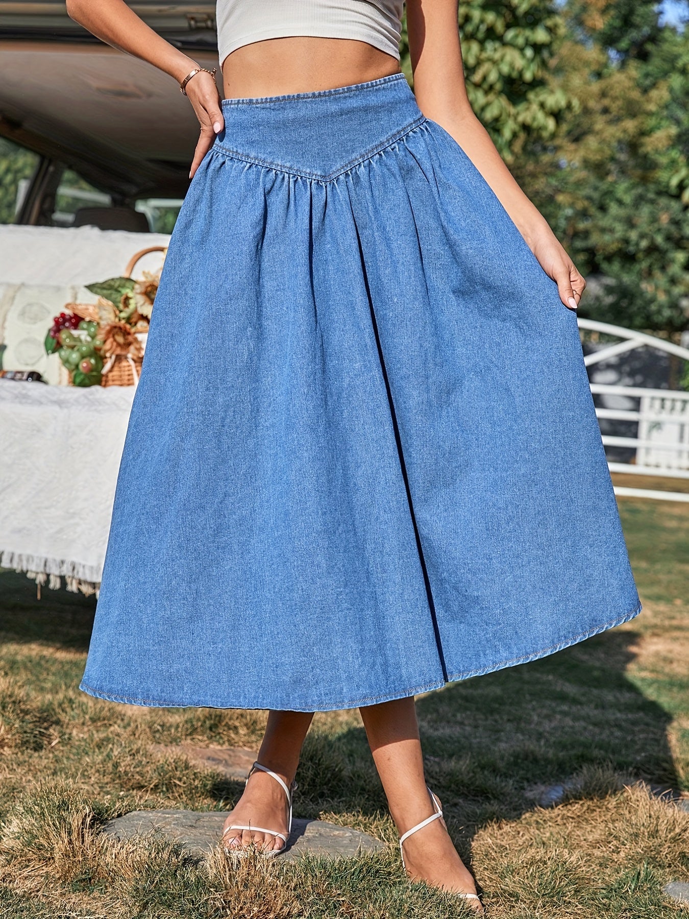 High Waist Denim Circular Skirt Women's Jeans